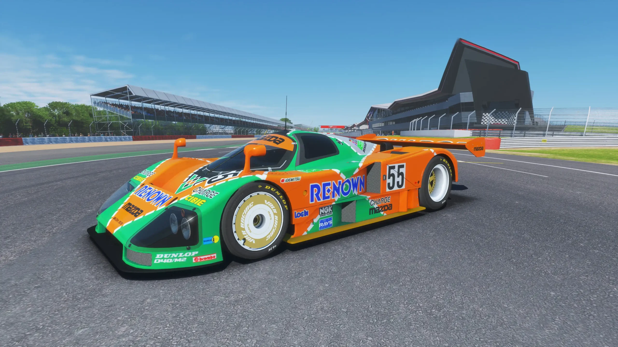 Mazda 787b racing on a virtual track, capturing the excitement of SIM racing at Apex Racing Lab.
