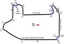Outline of the Las Vegas track map
