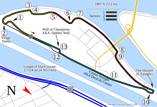 Outline of the track for the Canadian Grand Prix