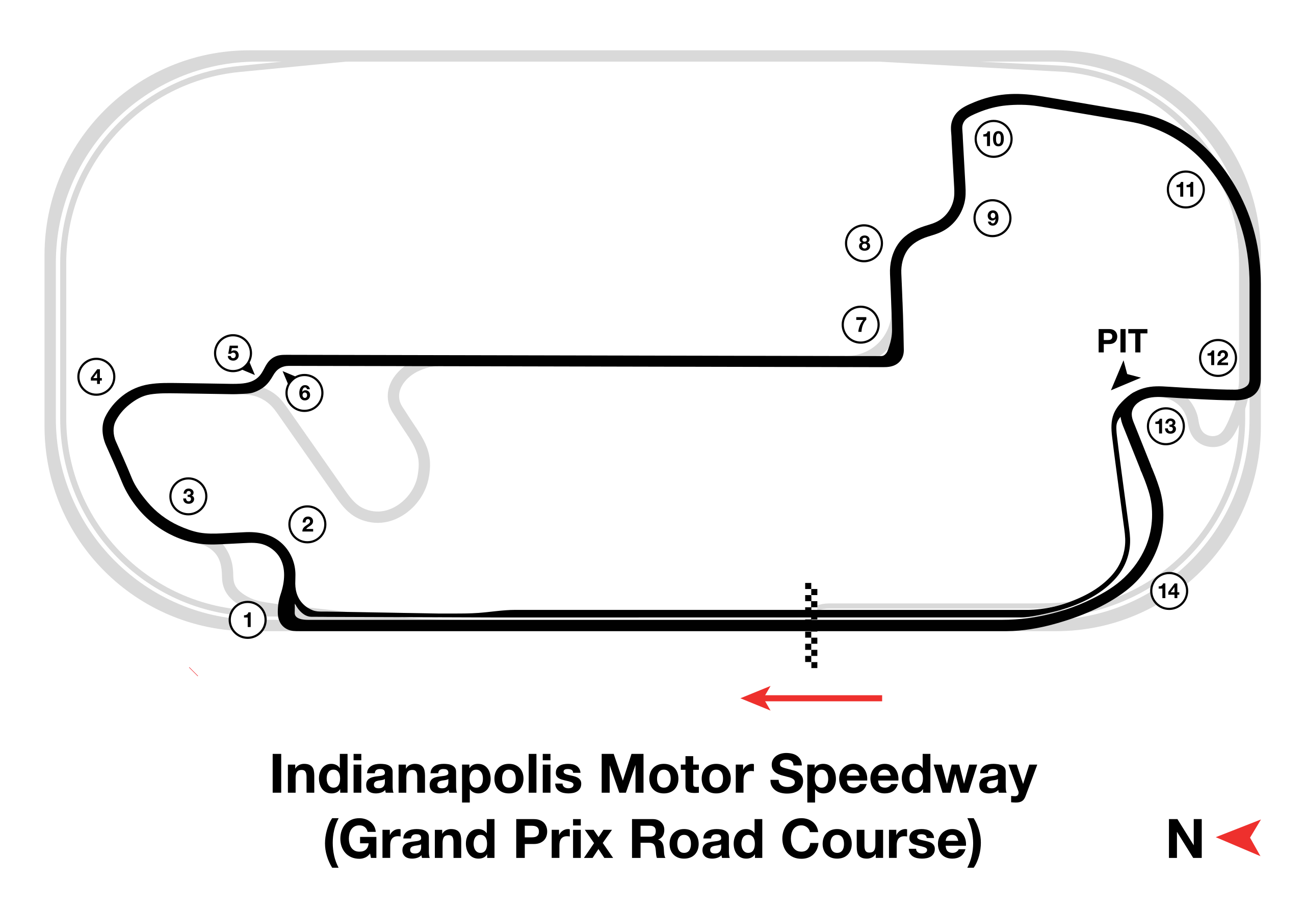 Outline of the Indianapolis Road Course track