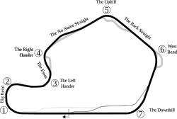 Outline of Lime Rock Park's track map