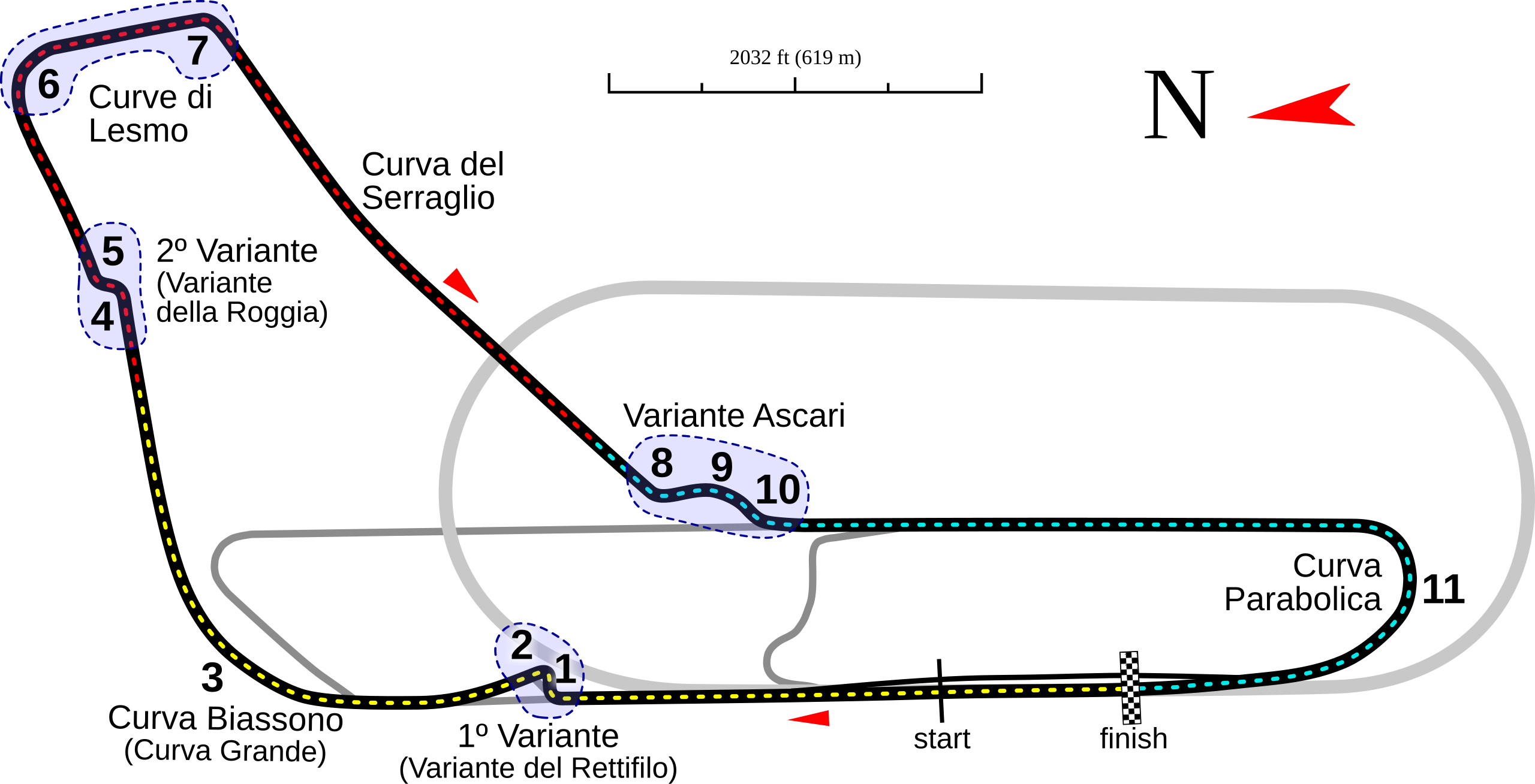 outline of Monza's track map