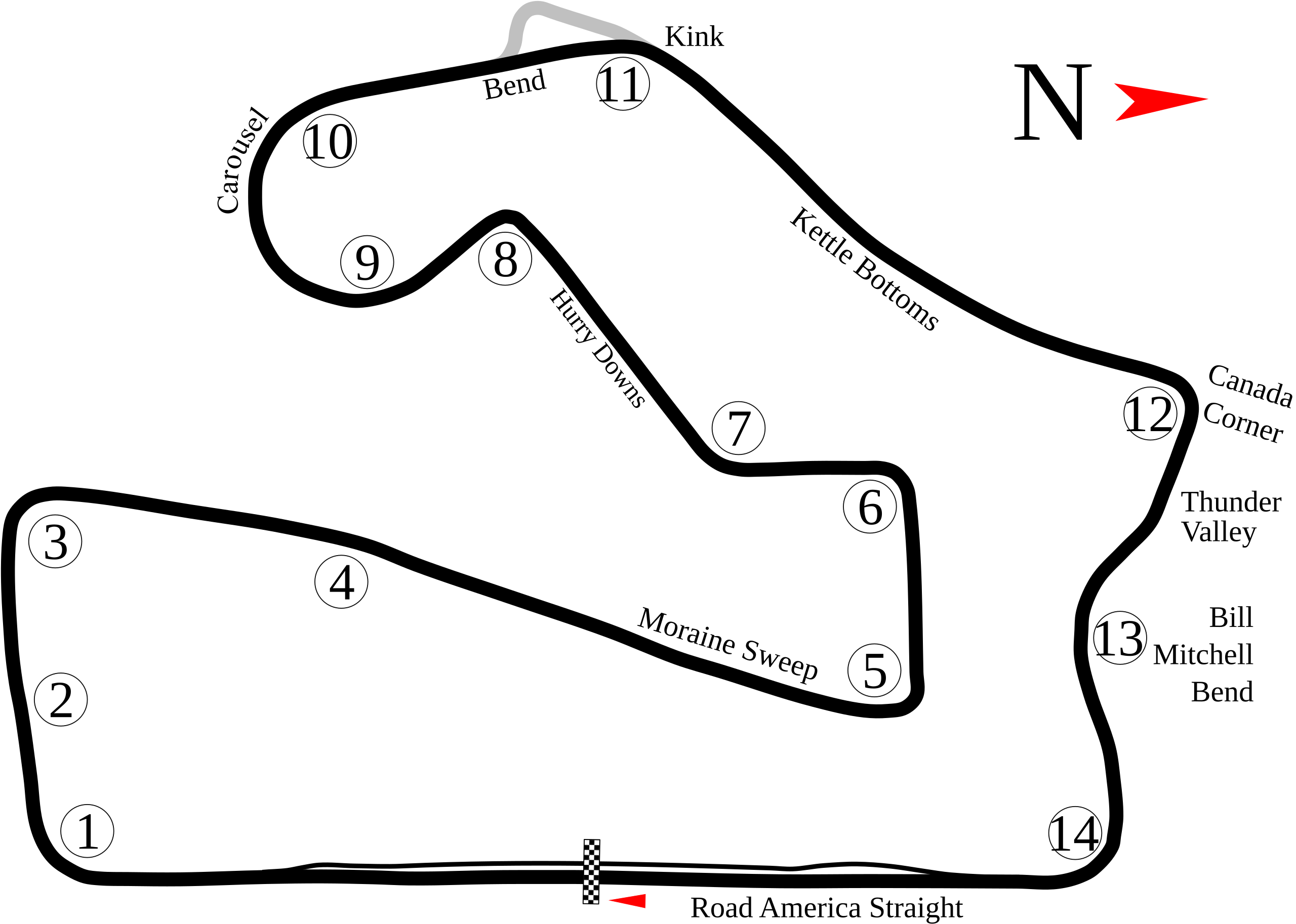 Outline of Road America's track map