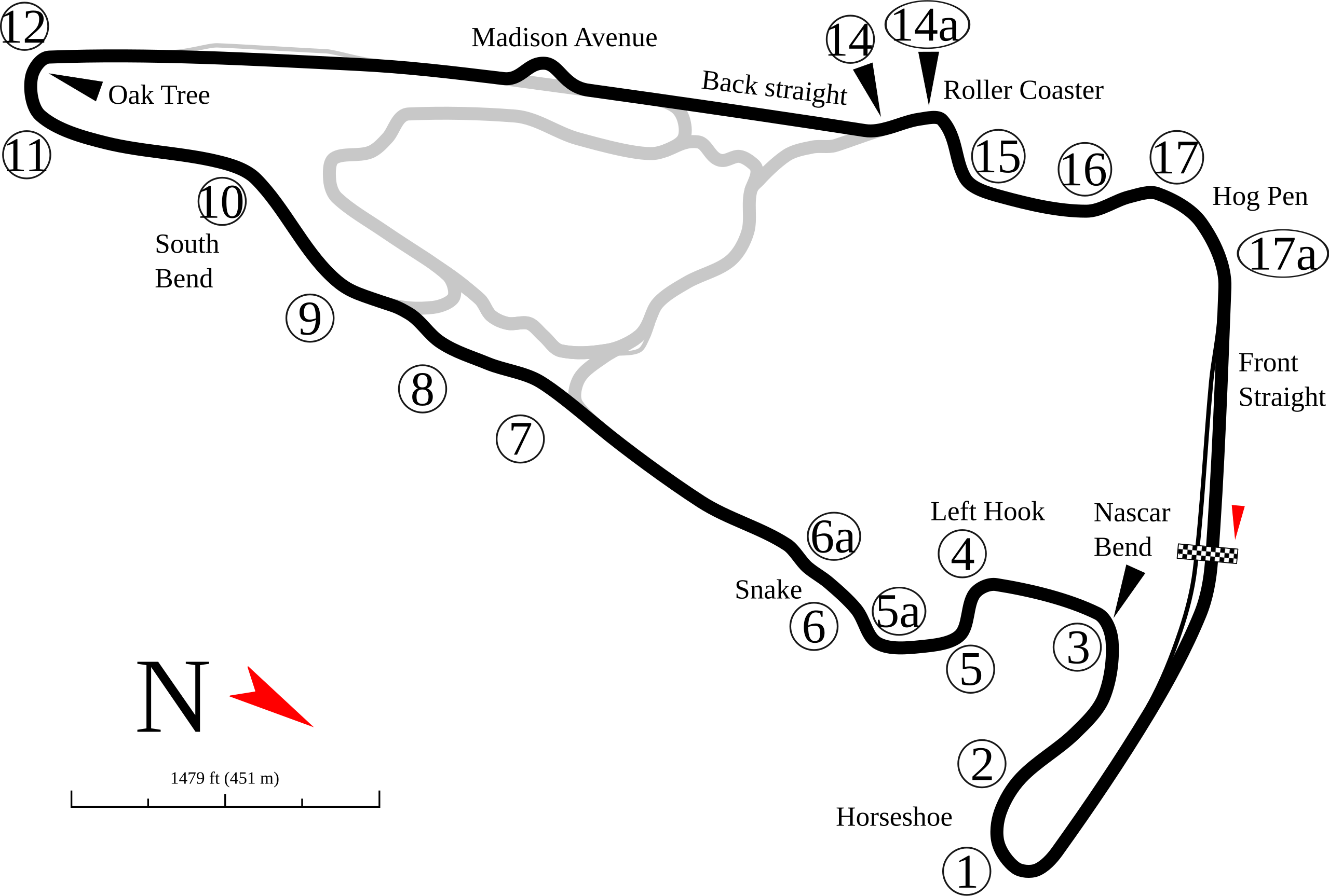 Outline of Virginia International Raceway Track Map