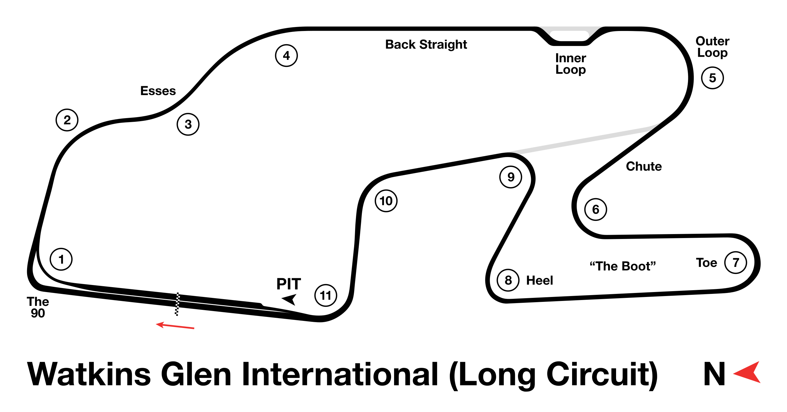 Outline of Watkins Glen track map