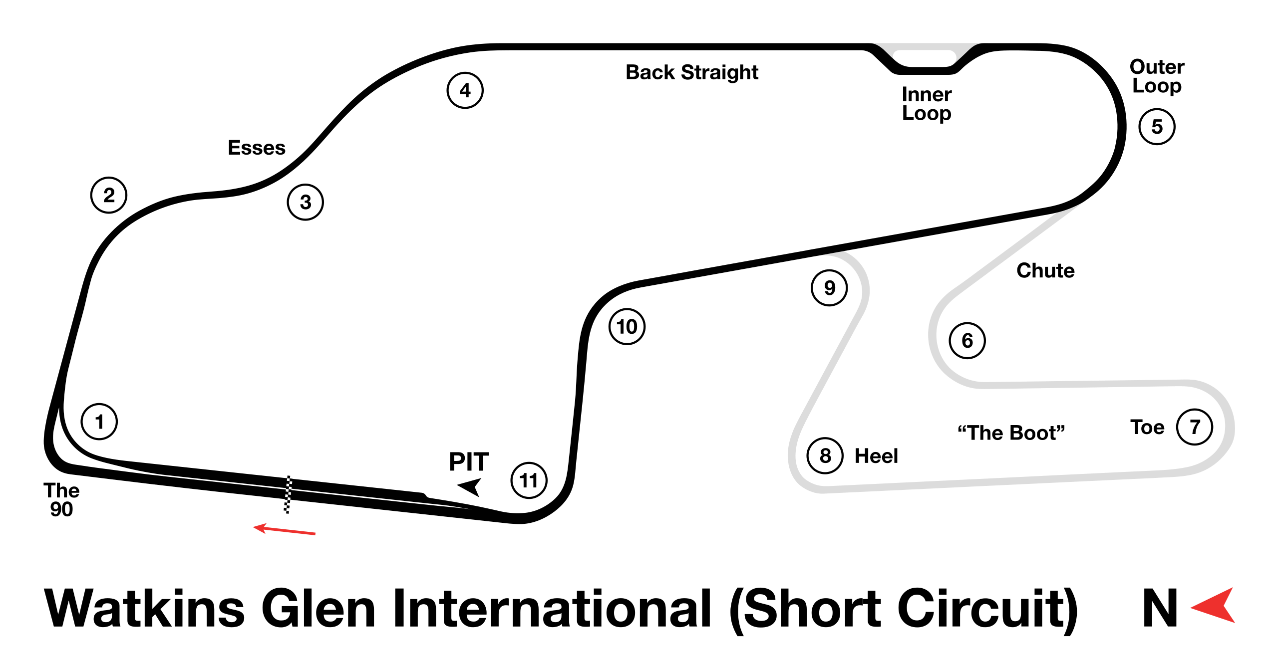 outline of watkins glen short's track map